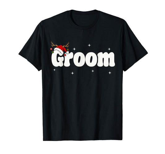 Groom Bride Santa Couples Christmas Outfits Xmas Pajamas T-Shirt