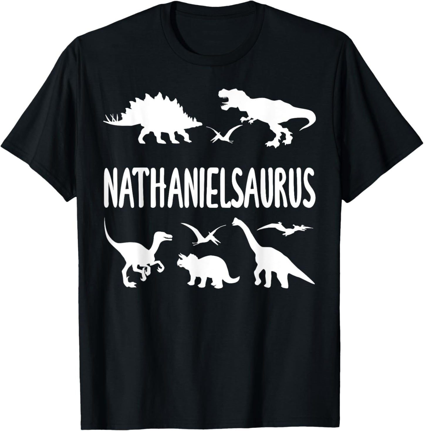 Dinosaur T Rex Dino Nathaniel Nathanielsaurus Boys Name T-Shirt