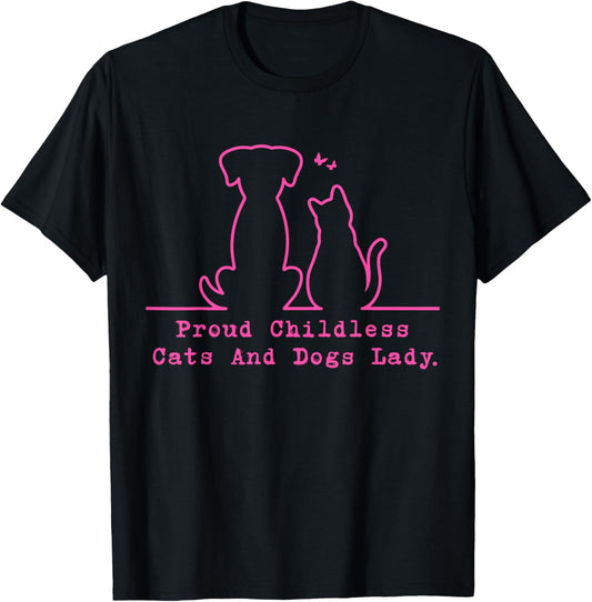 Proud Childless Cats & Dogs Lady Vintage Women T-Shirt