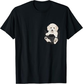 Dog Lovers Gifts White Poodle In Pocket Funny Dog Face T-Shirt for Men Women Girls Kids