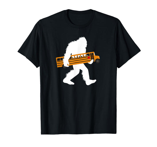 Bigfoot Carrying School Bus Sasquatch Bus Driver T-Shirt
