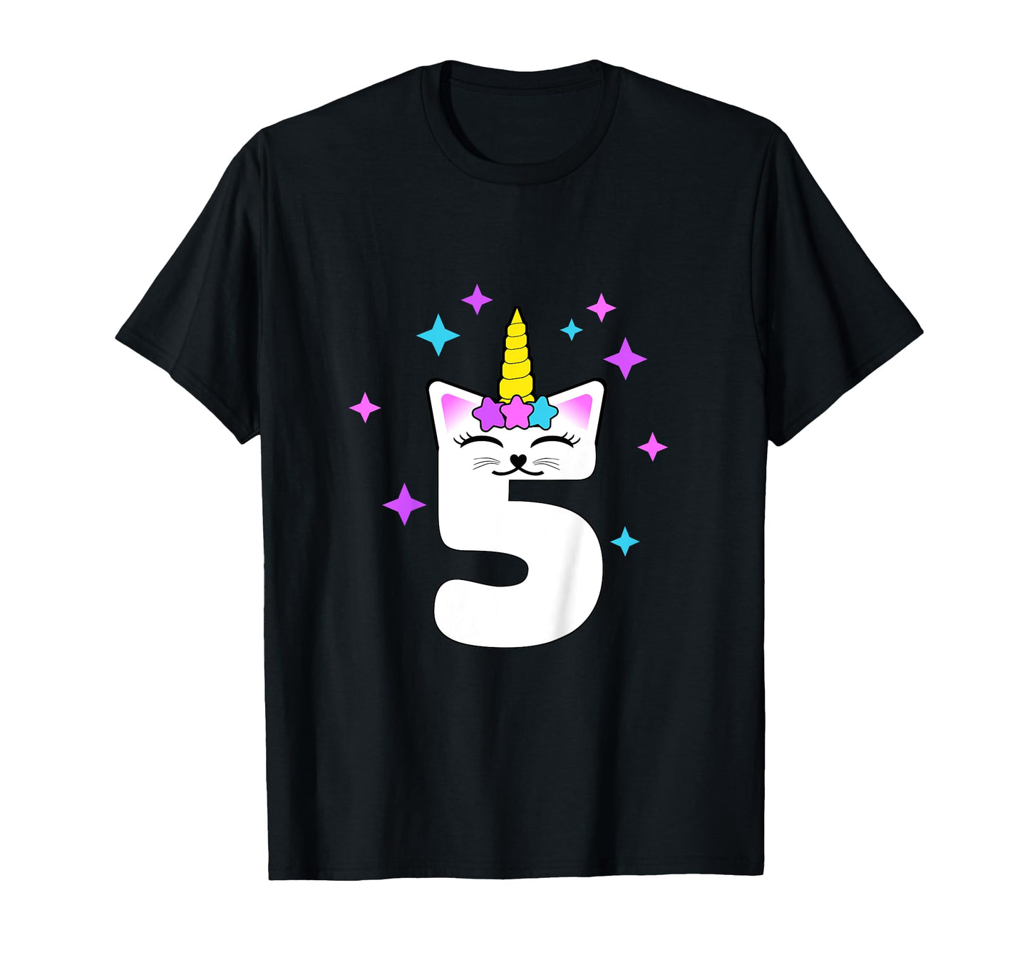 5 Year Old Cat Unicorn Caticorn 5th Birthday Party Girls T-Shirt
