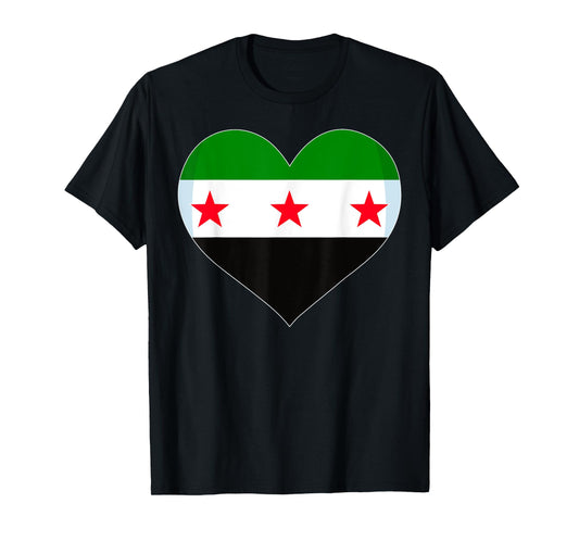 Proud Vintage Syrian Flag Free Syria Heart Love map 2025 T-Shirt