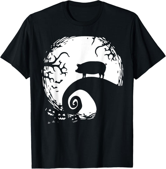 Pig And Moon Halloween T-Shirt