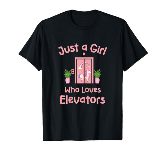 Just A Girl Who Loves Elevators Cute Distracted By Elevator T-Shirt