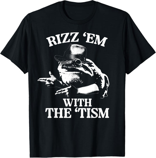Rizz Em With The Tism Funny Meme Frog T-Shirt