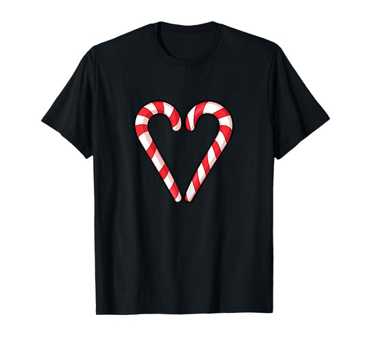 Candy Cane Heart Christmas Cute Holiday Red White Stripe T-Shirt