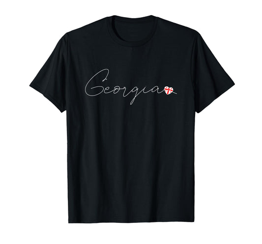 Sak’art'velo Simple Love Georgian Flag Heart on Georgia T-Shirt