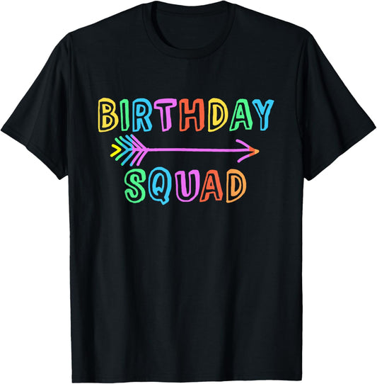 Colorful Kids Mom Dad Crew Matching Siblings Birthday Squad T-Shirt