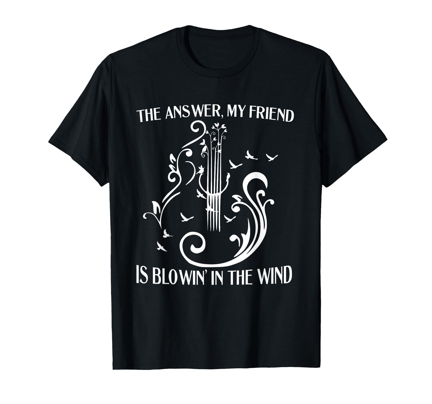 The Answer My Friend Is Blowing In The Wind Guitar Birds T-Shirt