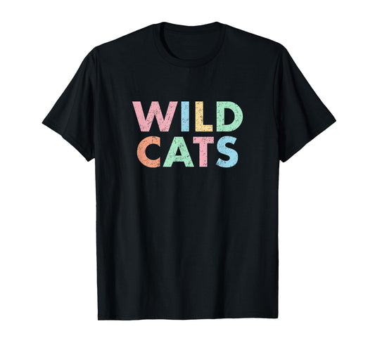 Wildcats Colorful School Sports Spirit Mascot Retro Wild Cat T-Shirt
