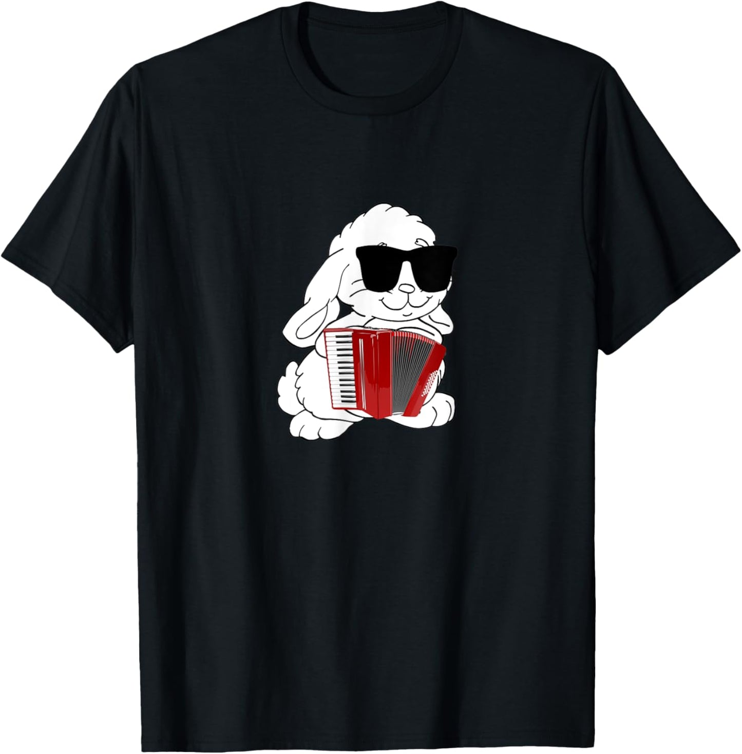 Funny Rabbit Wearing Sunglasses Playing Accordion T-Shirt