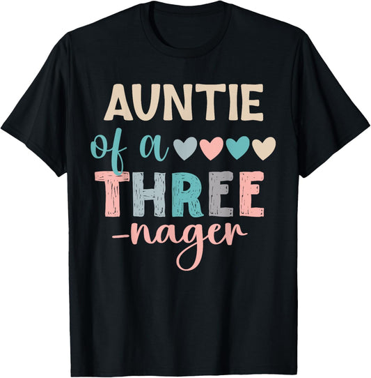 Auntie Of A Threenager 3rd Birthday Matching Family Boho T-Shirt