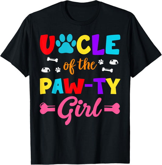 Uncle Of The Paw-ty Girl Dog Family Matching Party T-Shirt
