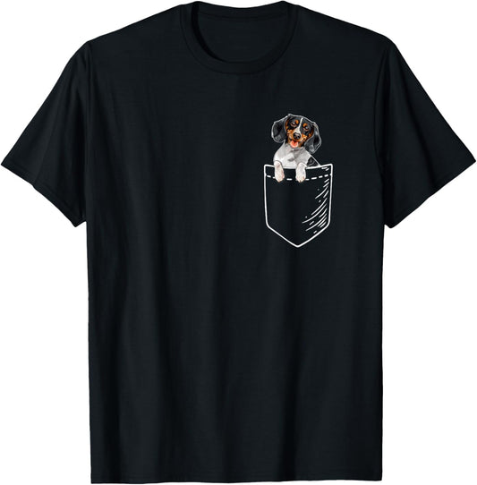 Piebald Dachshund Dog Gifts Shirts & Hoodies Funny Pocket Piebald Dachshund Lover Unisex-Adults & Kids T-Shirt Black Small Modern Cartoon T-Shirt