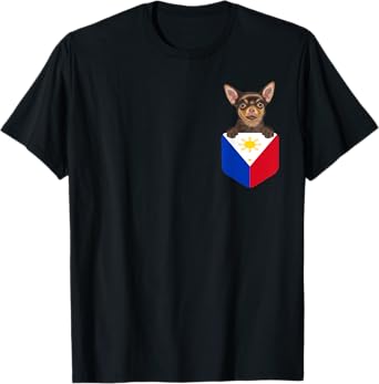 Philippines Flag Brown Chihuahua Dog In Pocket Men Women Kids T-Shirt
