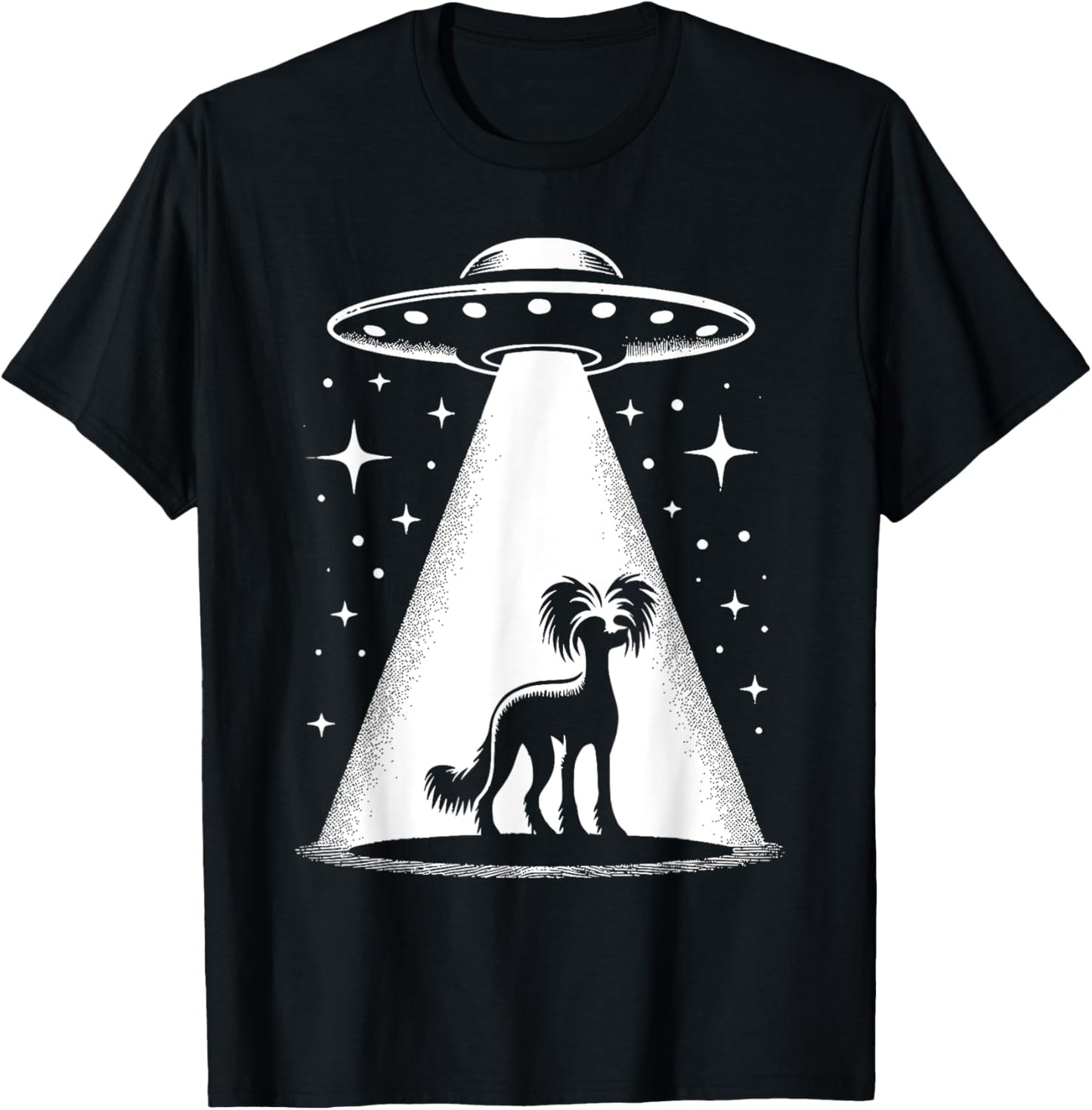 Chinese Crested Mom Dad Dog - Funny Alien UFO T-Shirt