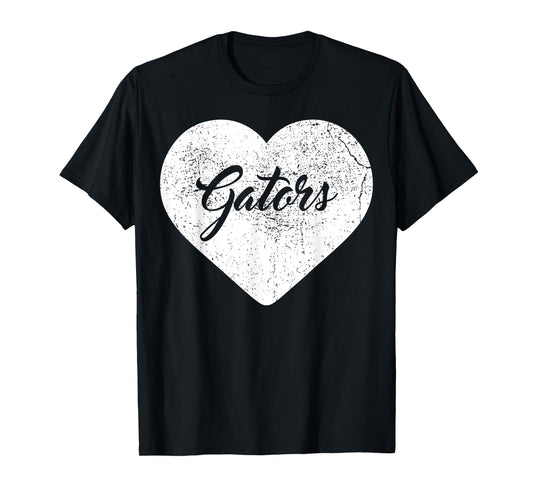 Gators School Sports Fan Team Spirit Mascot Heart Gift T-Shirt