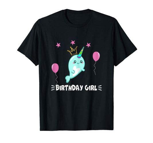 Cool Cute Narwhal balloons Girls Birthday Party Animal T-Shirt