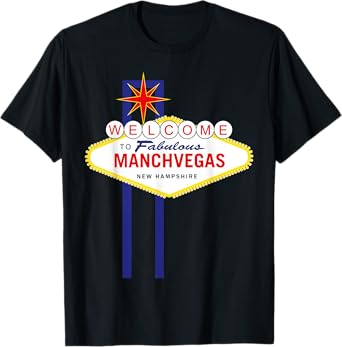 ManchVegas - Manchester, New Hampshire Las Vegas Sign Style T-Shirt