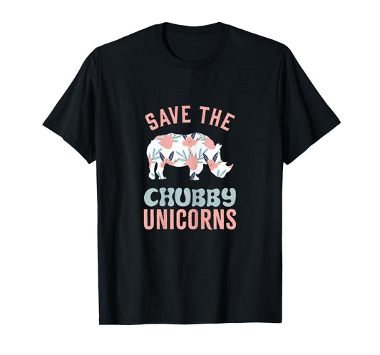 Save The Chubby Unicorns Animal Rights Womens Funny Rhino T-Shirt