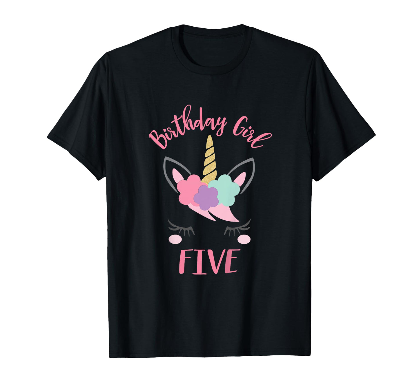 5th Birthday Shirt Girl Unicorn Fifth Birthday Outfit T-Shirt