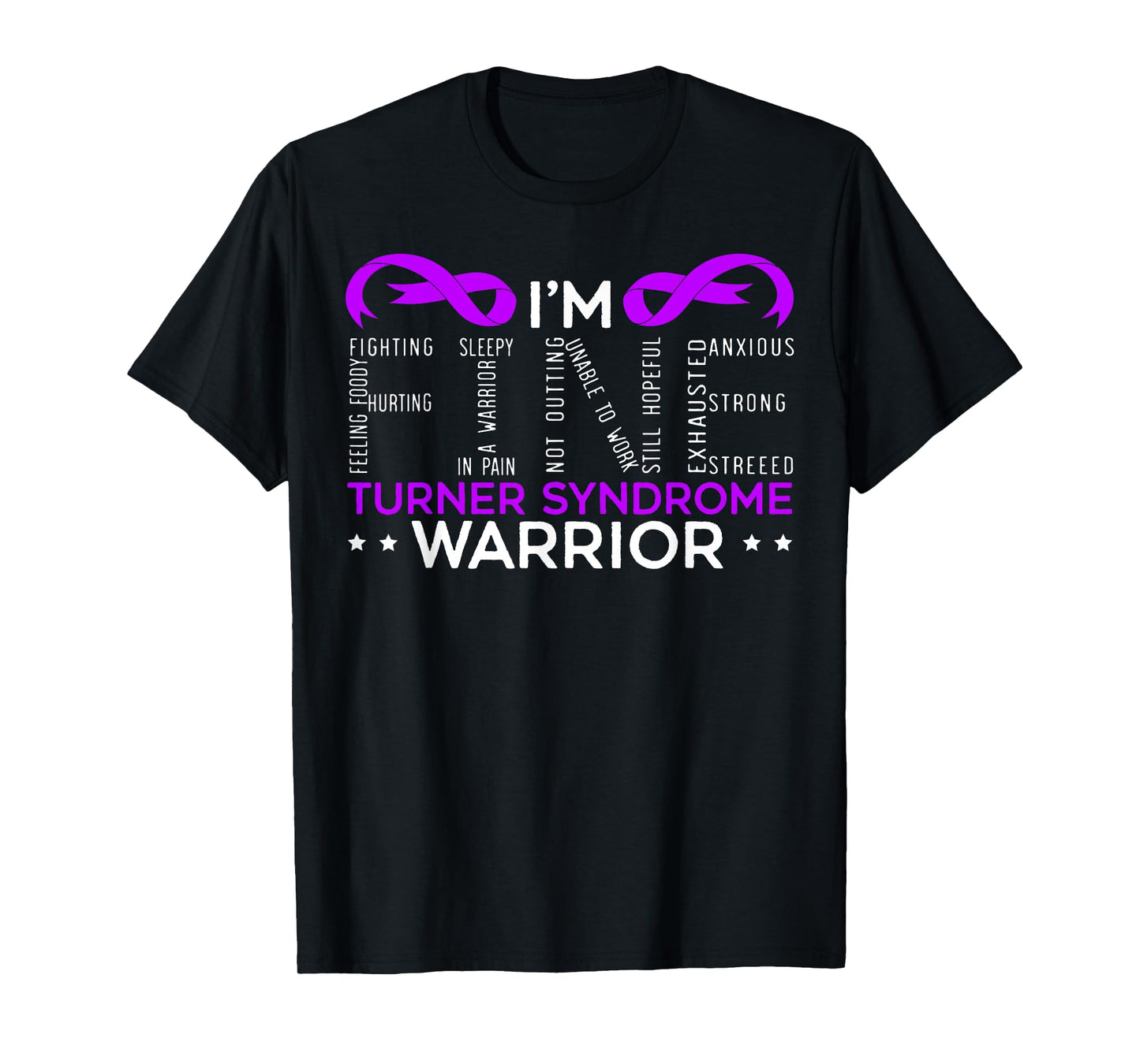Turner Syndrome Awareness SteMi Apparel Unisex-Adults Black Cotton 65% Polyester 35% Classic Fit Collarless Crew Neck Short Sleeve Turner Syndrome Warrior Turner Syndrome Awareness T-Shirt Small