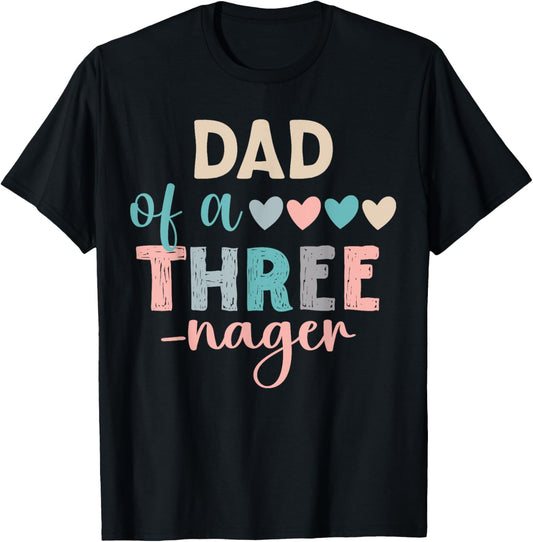 Dad Of A Threenager 3rd Birthday Matching Family Boho T-Shirt