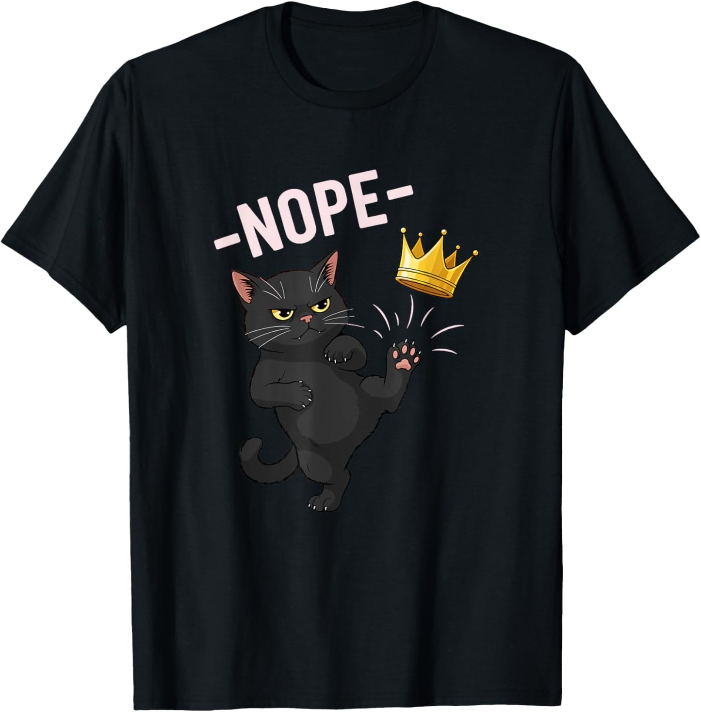 No Kings in America Black Cat Nope 4th Of July Cat Meme T-Shirt