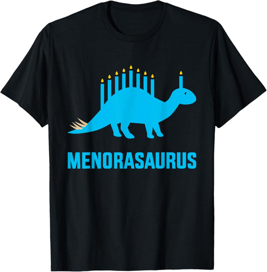 Funny menorasaurus dinosaur with menorah jewish hanukkah T-Shirt