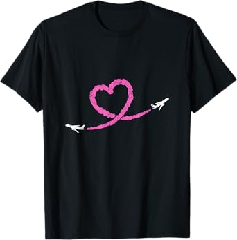 Valentine's Day Heart I Love Planes Flying Planes T-Shirt
