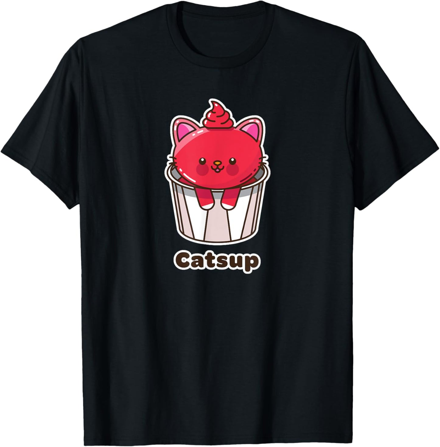 Kawaii Cat Catsup Ketchup Cute Fun Japanese Food Pun Gift T-Shirt