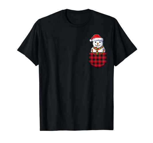 Snowman In Pocket Funny Christmas Kids Boys Girls Xmas T-Shirt