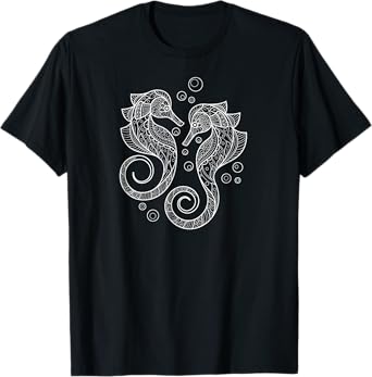 Cute Two Mandala Pattern Seahorse Lover T-Shirt
