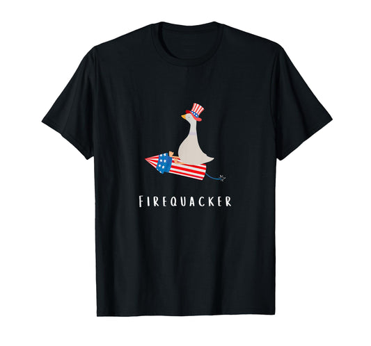 Funny Goose Fourth Of July Firequacker Independence Day T-Shirt