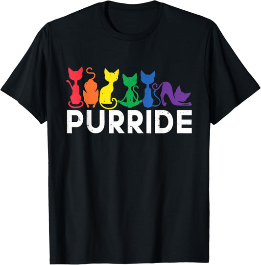 Purride Cat Pride Ally LGBT Rainbow Animal Lovers Women Kids T-Shirt