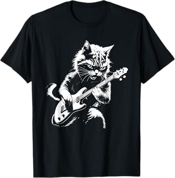 Cat Playing Electric Guitar - Cat Lover Kitten Owner Kitty T-Shirt
