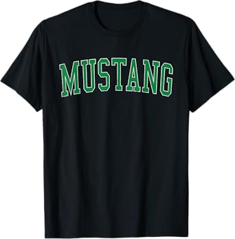 Vintage Mustang OK Distressed Green Varsity Style T-Shirt