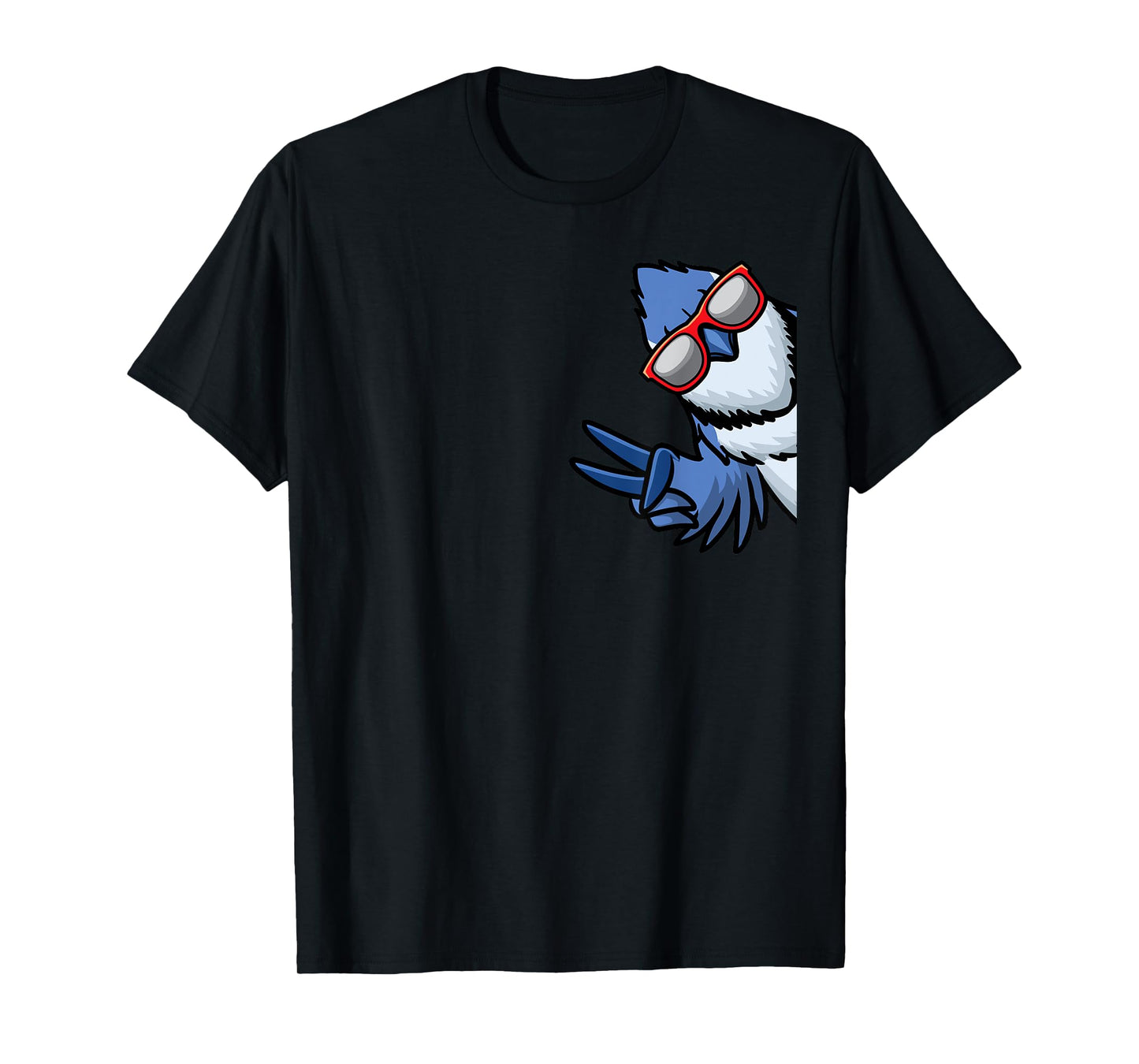 Blue Jay Bird Cyanocitta Cristata From Side With Sunglasses T-Shirt