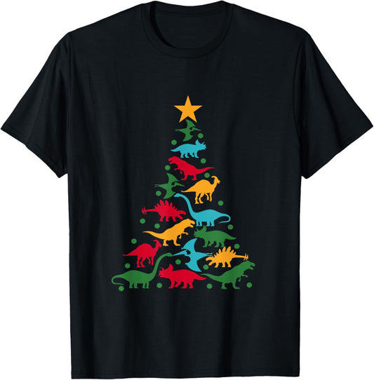 Dinosaur Christmas Tree Dino TRex Funny Dinosaur Xmas T-Shirt