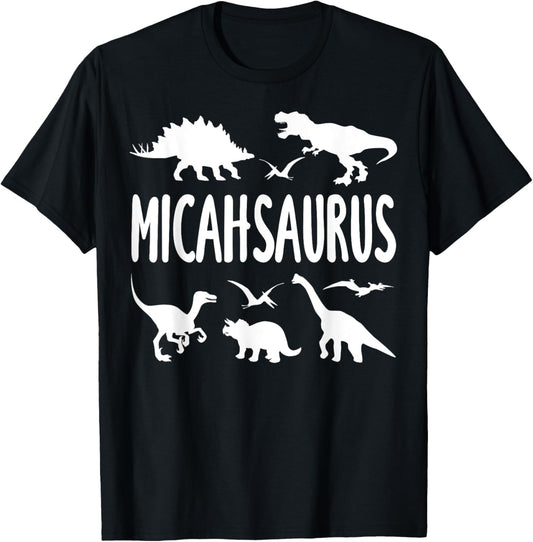 Dinosaur T Rex Dino Micah Micahsaurus Boys Name T-Shirt