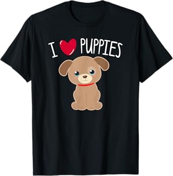 I LOVE PUPPIES Heart Cute Kawaii Puppy Dog Pet Owner Mom Kid T-Shirt