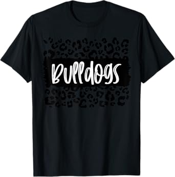 Bulldogs Team Mascot School Spirit Game Night Leopard Print T-Shirt