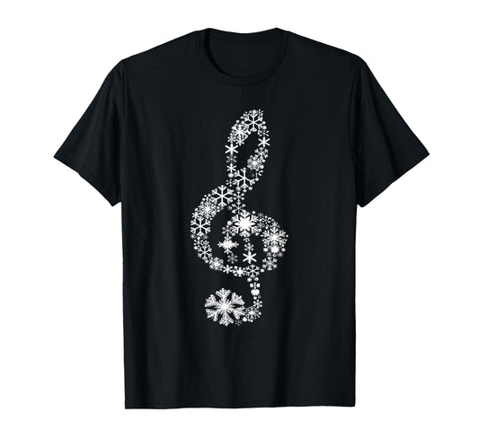 Winter Melody Snowflakes Treble Clef Music Notes Men Women T-Shirt