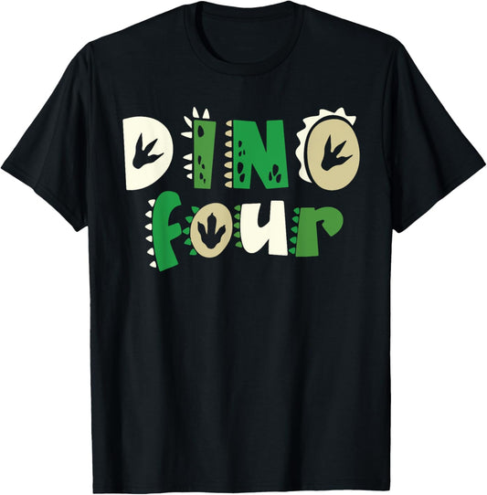 Dino Four Birthday Dinosaur 4th Birthday Matching Family T-Shirt