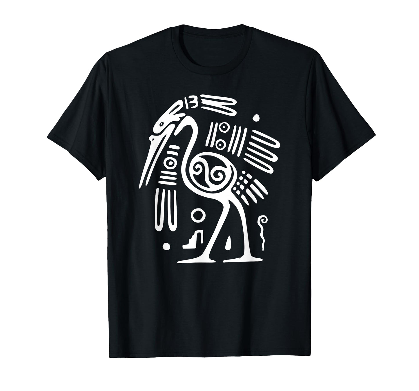 Ibis T-Shirt Ornithology White Line Drawing Bird Tee Shirt T-Shirt
