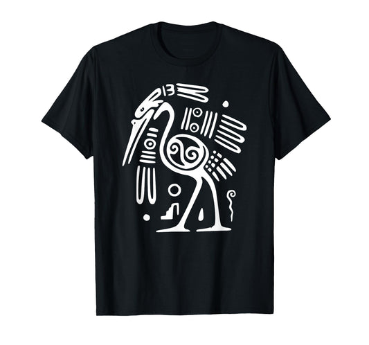 Ibis T-Shirt Ornithology White Line Drawing Bird Tee Shirt T-Shirt