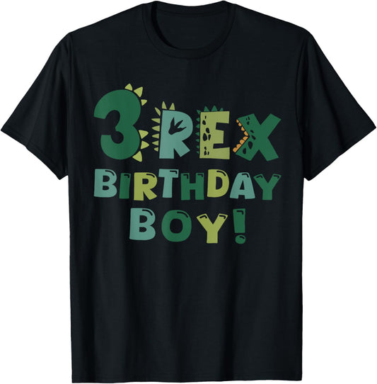 3 Rex Birthday Boy Dinosaur Party Outfit Youth Kids T-Shirt