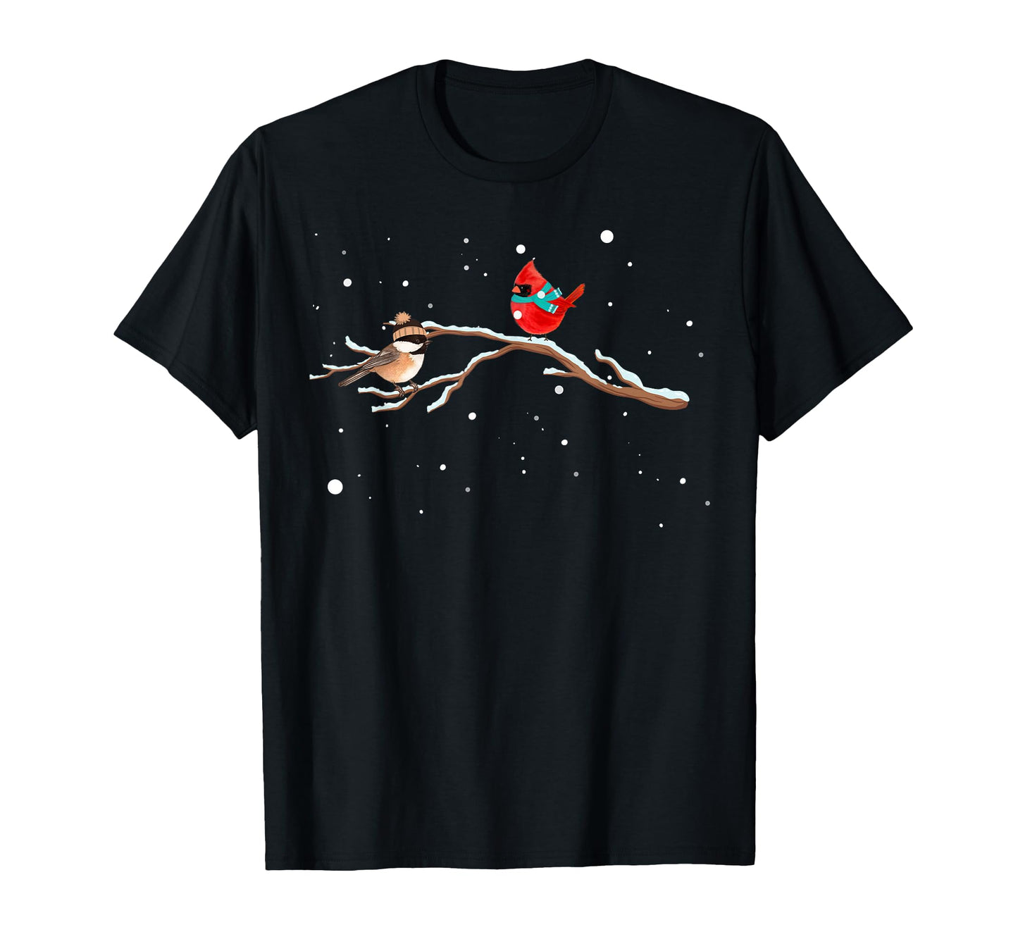 Chickadee & Cardinal Birds Winter Snow T-Shirt