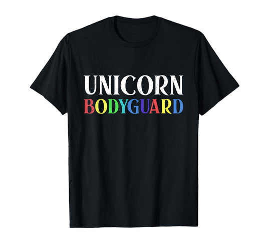 Unicorn Bodyguard Halloween Dad Mom Daughter Distressed T-Shirt